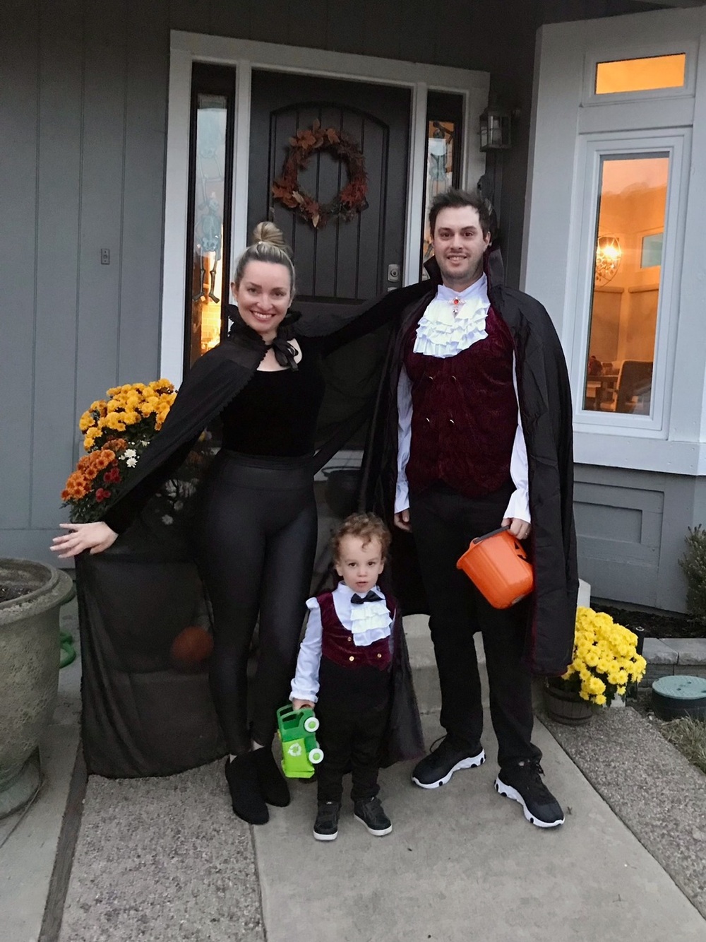 Spirit Black and Burgundy Vampire Cape and Vest Family Costume Set
